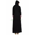 Long Cardigan front open abaya- Black-Puce Pink